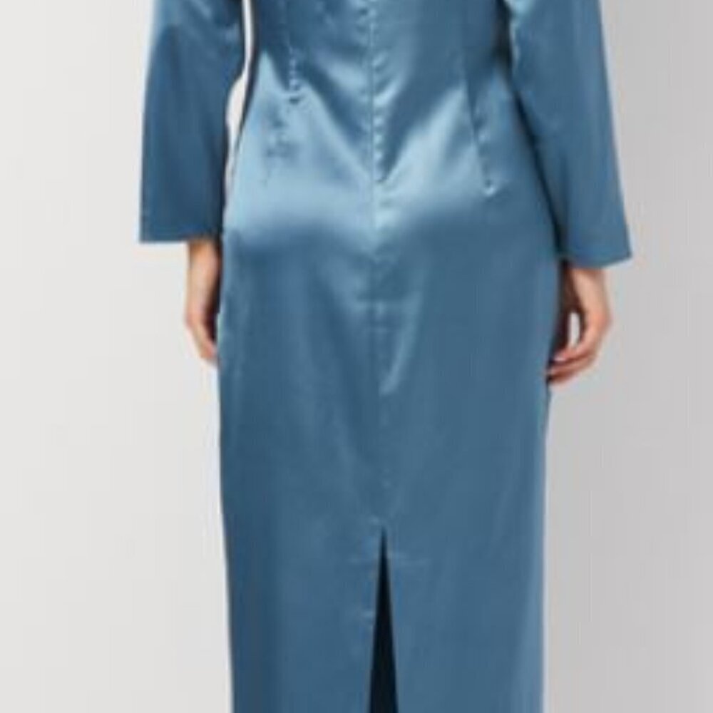 ZARA NEW WOMAN SATIN-EFFECT DRESS WITH KNOT DETAIL SKY BLUE SIZE XS  2042899 431 - Picture 6 of 9